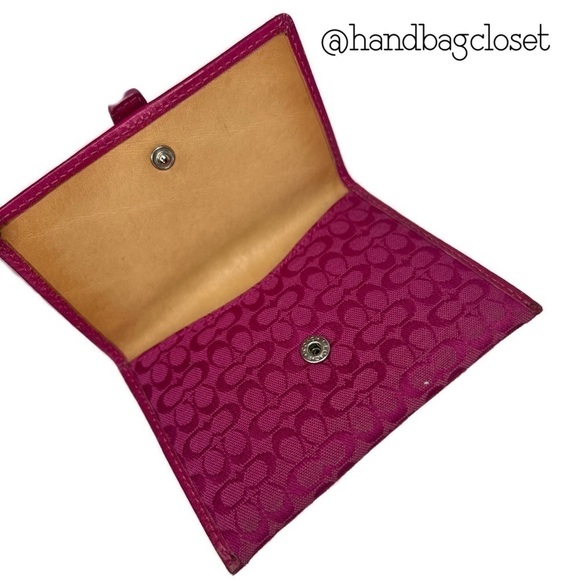 Coach Vintage Y2K Pink Signature Buckle C Fabric Coin Bag Wallet - Picture 2 of 9